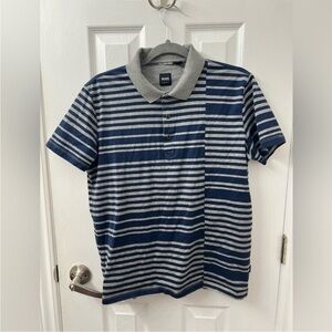 Hugo Boss blue and grey striped regular fit 100% cotton polo‌‌‌‌